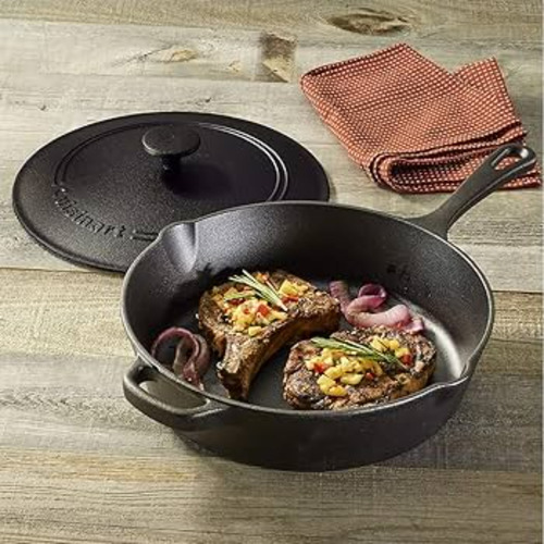 Frigideira de ferro de 12 polegadas com tampa - Cuisinart - Pci45-30 cor preta