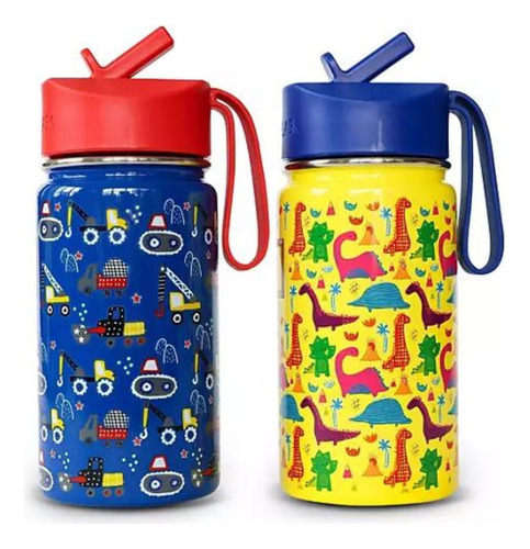 Iron Flask Kids 14-oz Steel Insulated Water Bottles, 2 Pack, Color Azul