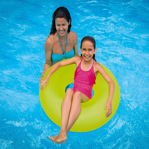 Flotador Dona Salvavidas Llanta Neon Inflable Alberca 91 Cm Color Amarillo