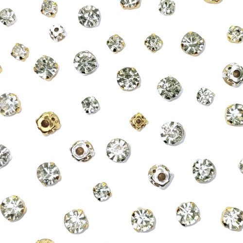 300 Strass De Costura 4, 6, 8mm Cristal Prata E Dourado