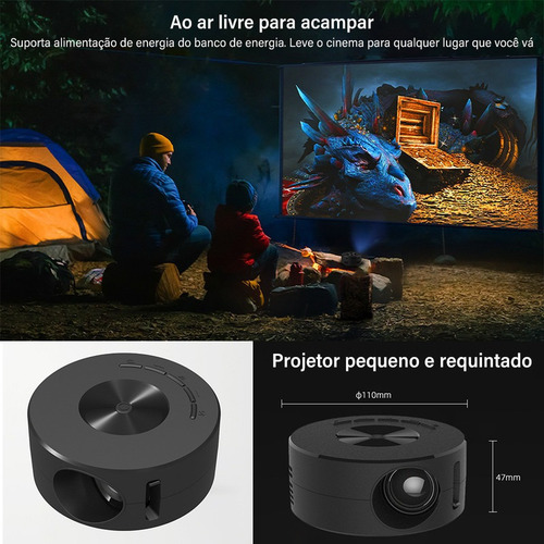 L Mini Projetor Portátil Hd 1080p Espelhamento Android E Ios