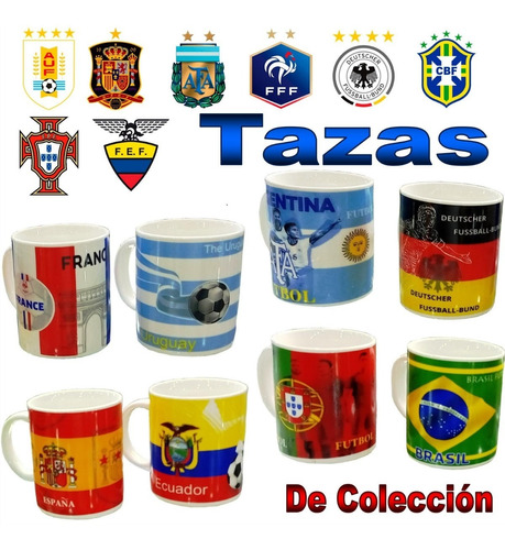 Tazas Con Rotulo Del Escudo De Selecciones De Futbol Mundial