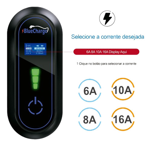 Carregador Para Carro Elétrico Portátil 3.5kw Tipo 2