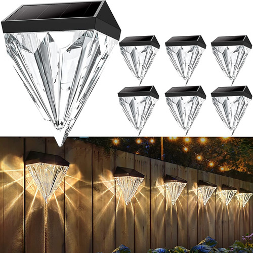 6 X Luces Solares Impermeable De Exterior Forma De Diamante