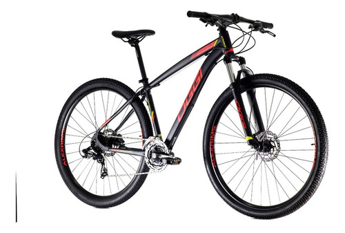 Mountain bike Oggi Hacker HDS 2020 aro 29 17" 24v freios de disco hidráulico câmbios Shimano Tourney TY700 y Shimano Tourney TX800 cor preto/vermelho/amarelo