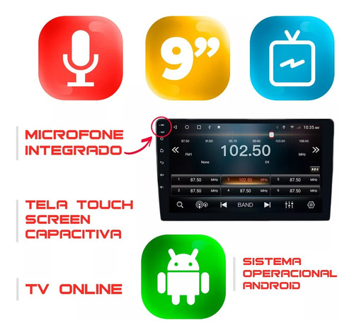 Kit Multimídia Android Outlander 2014 À 2022 9 Polegadas Tv