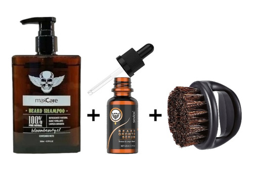 Set De Barba Cuidado Integral Shampoo + Aceite + Cepillo 