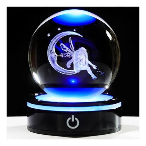 Ywhl Figura De Hada Lunar 3d, Bola De Cristal Con Base De Lu