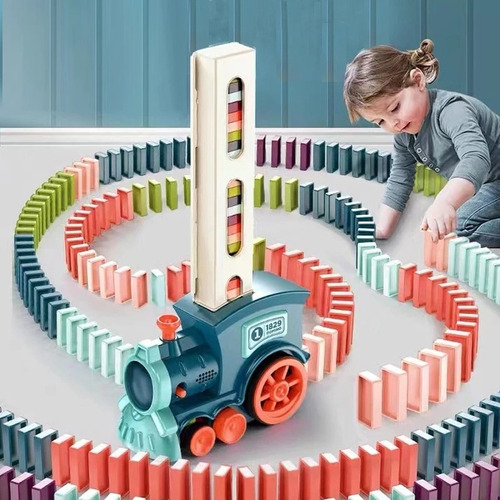 Juego De Coches De Tren Dominó Eléctrico Para Niños, Ladrill