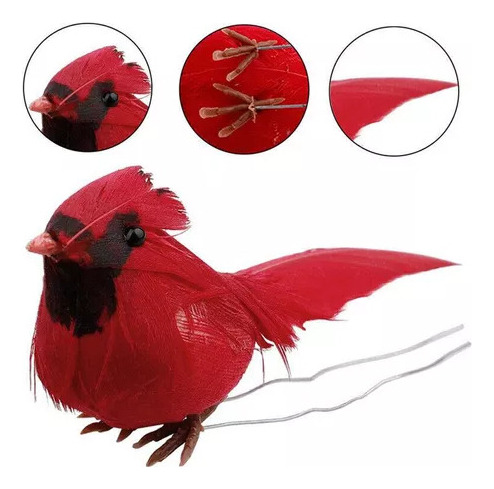 Pajarito Rojo Pequeño Artificial Para El Hogar, 10 Unidades