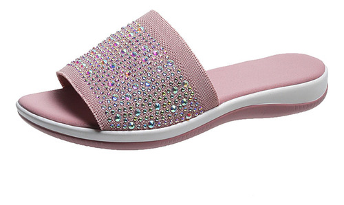 Zapatillas De Verano Con Diamantes De Imitación, Zapatos Tra