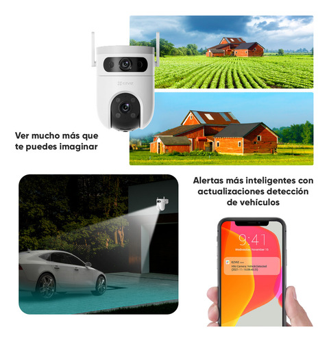 Ezviz Cámara Pt Doble Lente 10 Mp H9c10-32 + Microsd 32gb H9c Con Detección Humana Y Vehiculo Vision Nocturna A Color Sirena Y Luz Estroboscópica Audio Bidireccional