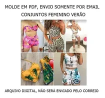 Comprar Kit Moldes Conjunto Feminino Moda Verão Tops Cropped Short