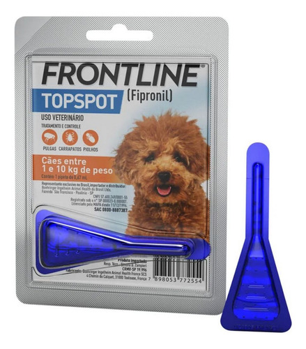 Antipulgas Frontline Topspot Para Cães De 1 A 10kg Merial 