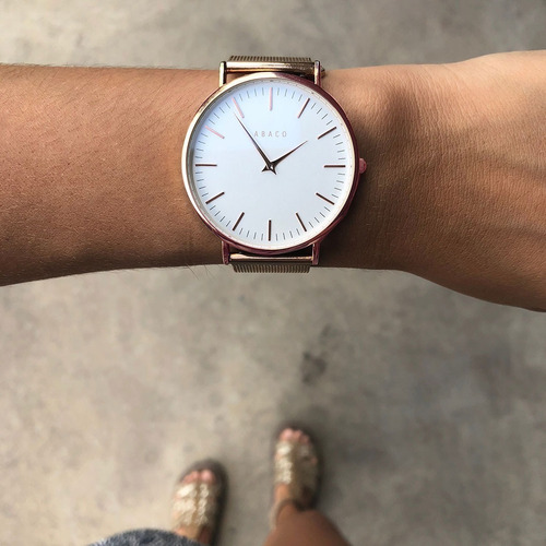 Reloj Mujer Formal Cuero Acero Abaco Elegante