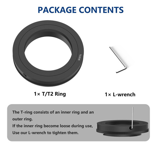 Lightdow Anillo Adaptador De Lente De Montura T/t2 Para Eos.