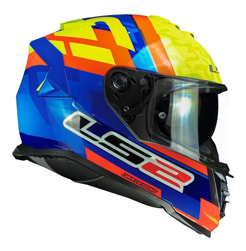 Capacete para moto  integral LS2 Storm  Ff800 Storm Salvador FF800  azul e amarelo brilhante salvador tamanho P 