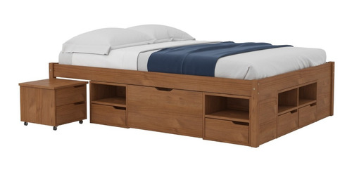 Cama Madera Maciza  2 Plazas Con Cajones Rustico Muebles -