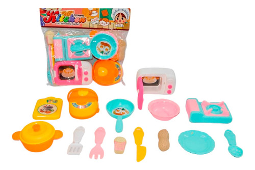 Kit Juguete Niños Cubiertos  Microondas Losa Ollas Platos 