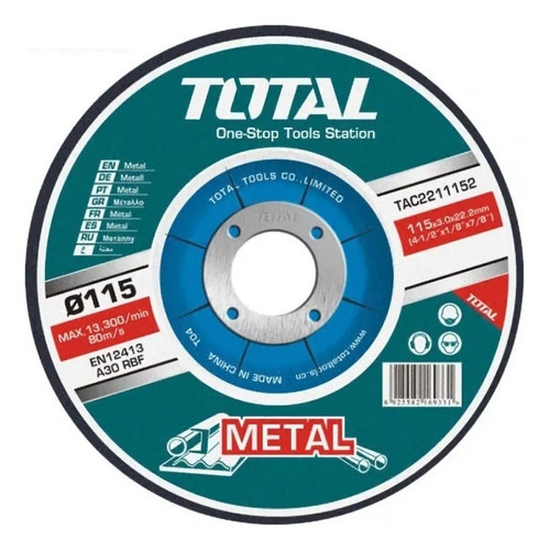 Set 10 Discos De Corte Metal 4-1/2 Estuche Metalico Total 