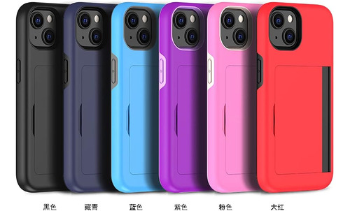Fdtcyds Funda P/ iPhone 13 Tarjetero Protectora Rojo