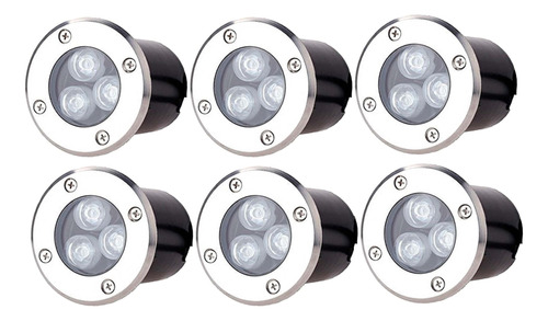 6 Focos Led Piso 3w Exterior Embutido Alto Trafico