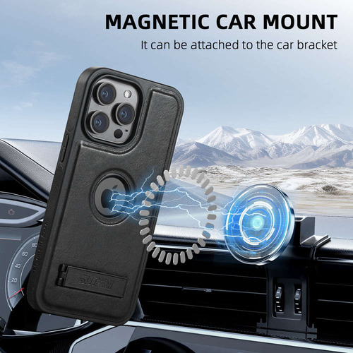 Funda De Teléfono Magsafe De Piel Encerada Al Óleo, Magnética Inalámbrica, A Prueba De Golpes Con Soporte Para Iphone16/promax 15, 14, 13, 12 Series
