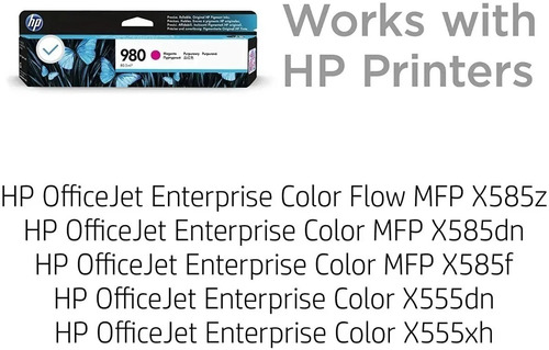 Imagen 2 de 5 de Cartucho Hp 980 Negro X555 D8j08a Mfp X585 Negro Original