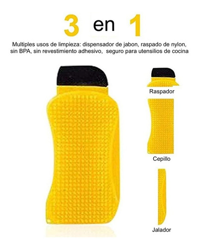 Imagen 1 de 6 de Esponja Lavatrastes Silicon 3 En 1 Multiusos 2 Esponjas
