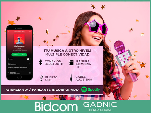 Microfono Karaoke Con Parlante Recargable Inalambrico Gadnic
