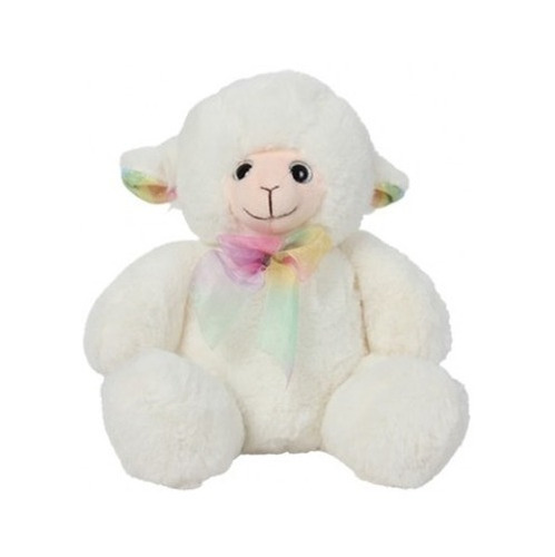 Oveja Peluche Ovejita Lana Blanca 30cm Pastel Moño Orejas