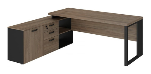 Imagem 3 de 8 de Mesa L Diretor 190x150x70x74cm Tampo 40mm Pé De Aço Quadrado