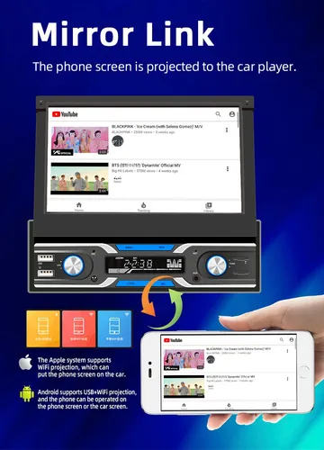 Android Radio Gps 7 Pulgadas 1 Din Pantalla Retráctil Automá