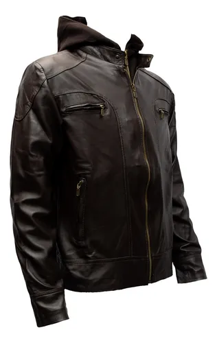 comprar Chamarra De Piel Para Caballero Con Gorro Desmontable Biker