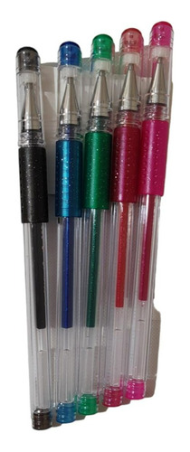 Lapicera Glitter Gel Pop Filgo Con Brillos X 5 Colores