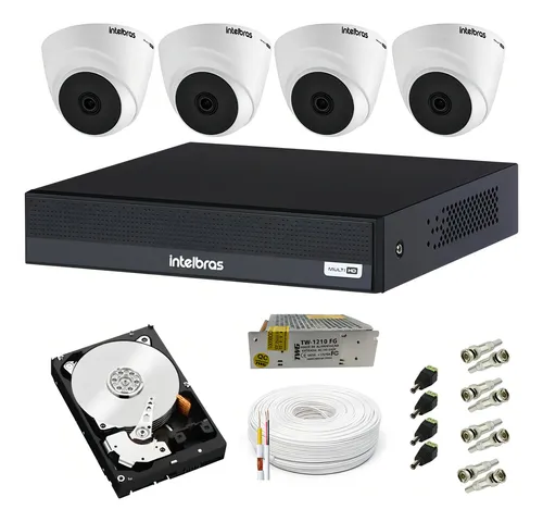 comprar Kit Cftv 4 Câmeras Intelbras Dome 1120d Dvr 4 Canais Com Hd