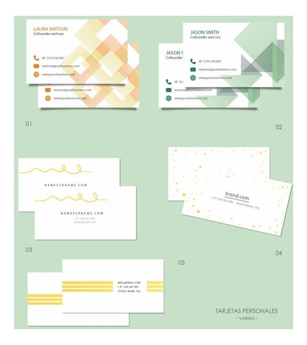 2 Modelos Tarjetas Personales Diferentes A Elección Imprimir