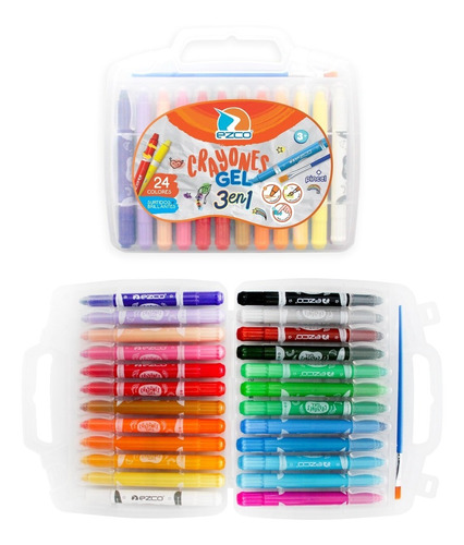 Crayones Gel X 24 Colores Acuarelables O Dedos Lavable