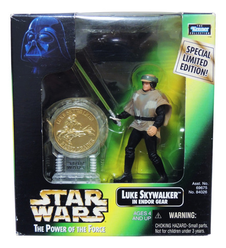 Star Wars Power Of The Force 2 Luke Endor Con Moneda De Oro