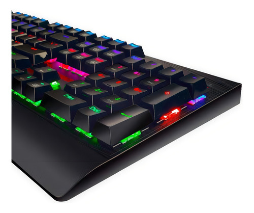 Teclado gamer Redragon Kala QWERTY Outemu Blue português Brasil cor preto com luz RGB