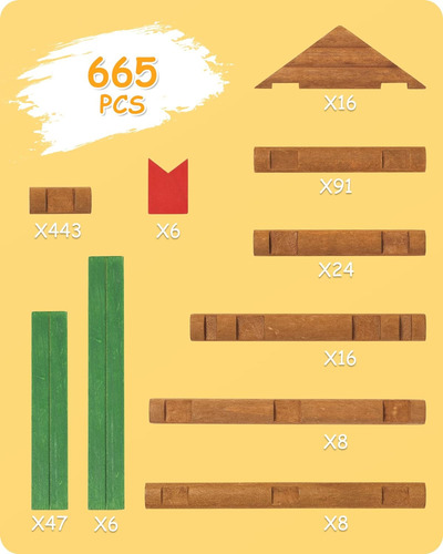 Juego De Construccion De Troncos Sainsmart Jr. 665 Piezas