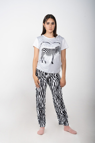 Pijama De Mujer De Zebra Pantalón Y Blusa