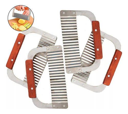 Kit De 4 Cuchillos Ondulados For Cortar Patatas, Frutas Y V