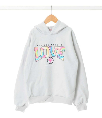 Buzo Con Capucha Nena Love Frizado Colores Kiddie Niña