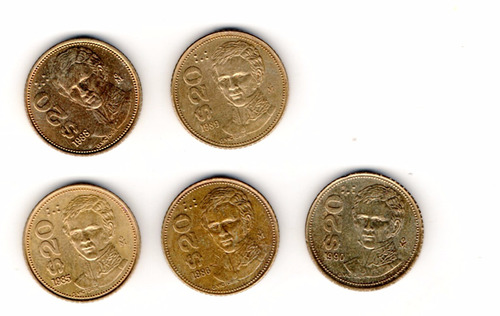 Set Moneda $ 20  G.victoria 1985,1986,1988,1989,1990 A1 47