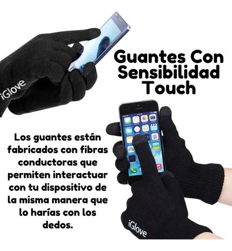 Par Guantes Touch Compatible Con Ipad Invierno Pantallas Rosa Claro Lisa