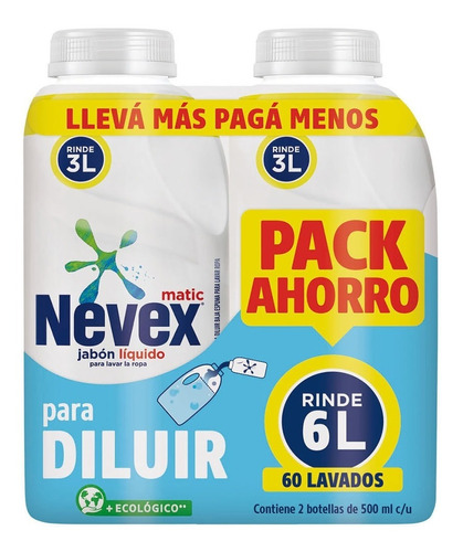 Nevex Liquido Para Diluir 500ml Pack X2 Rinde 6lt 25%dto