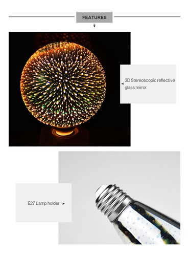 2 Bombillas Led Led Infinity 3d Con Efecto De Fuegos Artific