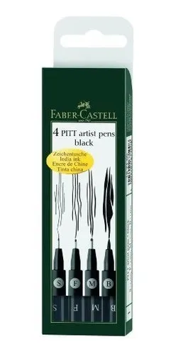 Plumillas Faber Castell Pit Artist, 4, Negras, 199/s/f/m/b.