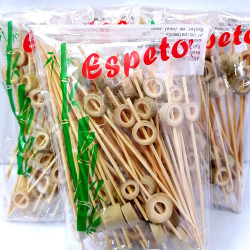 150 Espeto Enfeite Bambu Aze 12 Cm Lanches Evento Coquetel